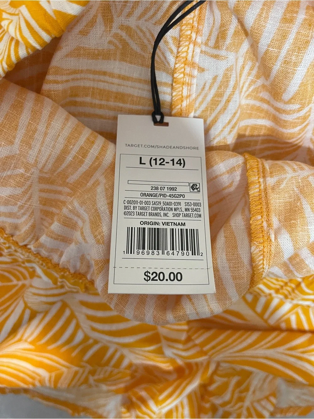 NWT Shade & Shore 2 Piece Bright Yellow Palm Leaf‎ Breezy Beach Swim Cover Up L